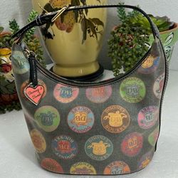 DOONEY & BOURKE MEDALLION HOBO BLACK BUCKET BAG