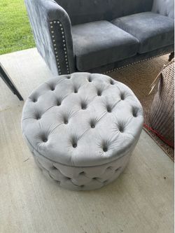 Gray Storage Ottoman