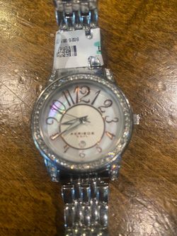 Akribos XXIV Silver-Tone Crystal Watch