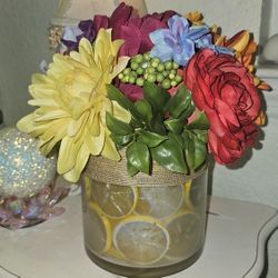 Lemon Floral Flower Vase Arrangement Spring Easter Bouquet 