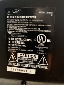 Ilive ultra slim best sale bar speaker it188b
