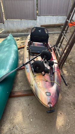 Pelican Sit-On-Top Fishing Kayak – Paddle & Kayak Cart Included