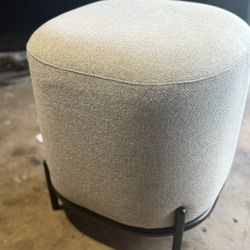 Gray Round Ottoman Footstool