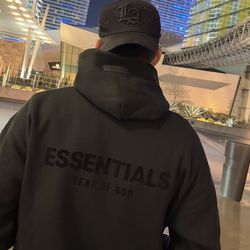All black essentials hoodie size S