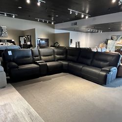 Black 6pc Power Reclining Sectional Couch