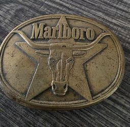 Marlboro Longhorn Bull Brass Belt Buckle