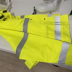 Rain Coat  Hi-Vis Safety Jacket 2x Size  Class 3 Level 2 ANSI Rain Coat Reflective...