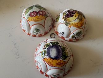 Vintage Bassano Hand-Painted Ceramic Wall Plaques Set of 3