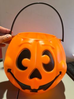 Vintage 1997 Grand Venture Halloween Blow Mold Pumpkin Plastic Bucket