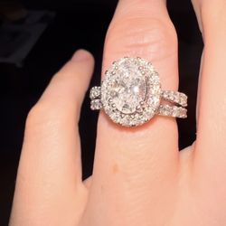 Dana Augustine Oval Diamond Wedding Engagement Ring Band Set Valentines Day Special