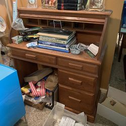 Wooden desk with a lot of storage