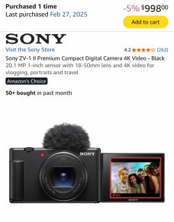 Sony ZV-1 II 4K Digital Camera + Accessories Bundle – Like New