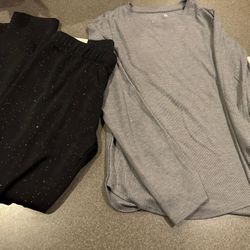 New Girls Shimmery Soft Tunic Thermal Top & Shimmery Fleece Leggings Size 10/12