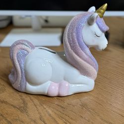 Ceramic Unicorn Piggy Bank 7.5”