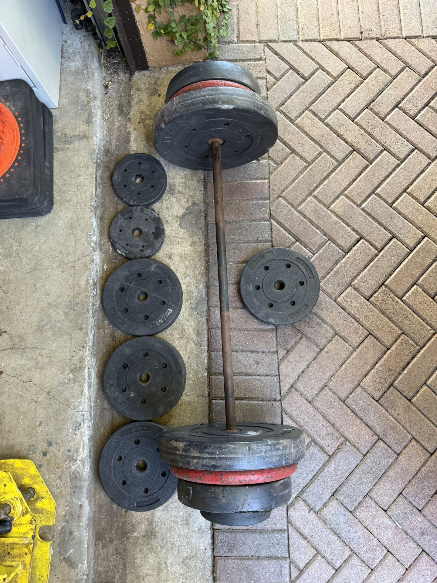 Weights 225 Pounds Cement And Metal Plates…