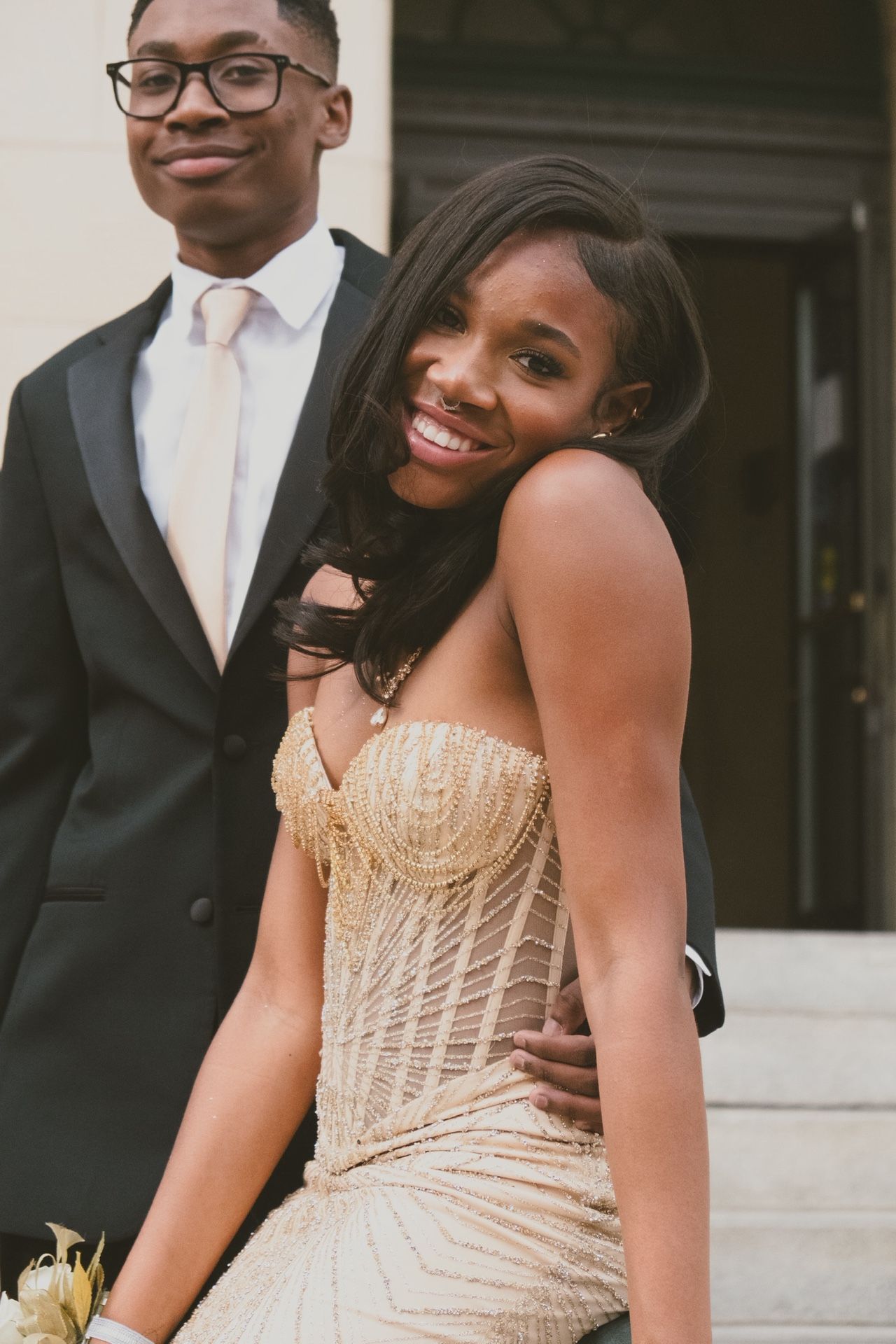 Gold Corset Prom Dress