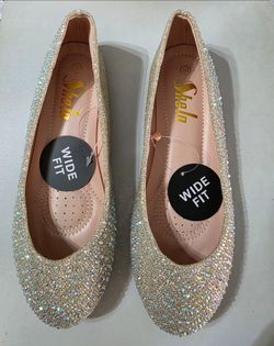 Wide Fit Rhinestone Ballet Flats Size 7W
