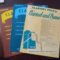 Large Collection Of 8 Vintage Saxophone, Clarinet, And Piano Music