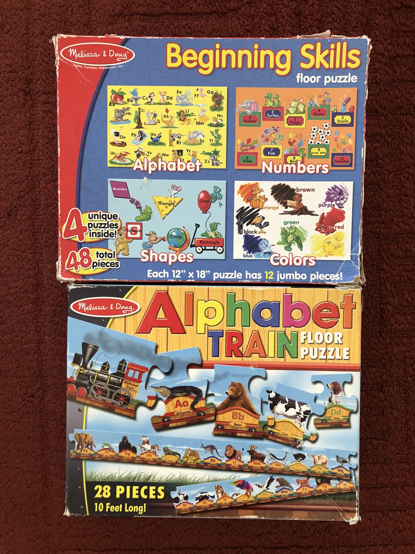 Melissa and Doug Alphabet Train and 4-in-1 Beginning Skills Floor Puzzle