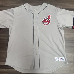 Vintage Majestic Cleveland Indians Gray MLB Genuine Merchandise Jersey Men’s XL