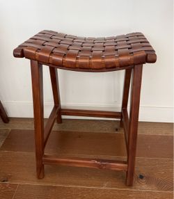Brand New Unopened Box Wood/Leather Augusto Bar and Counter Stool - Walnut Color