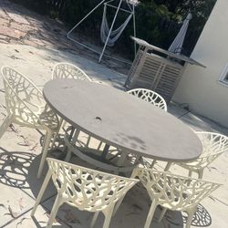 Cement Top Table And 6 Chairs 