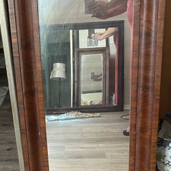 Antique Rectangular Mirror Flame Mahogany Veneer 