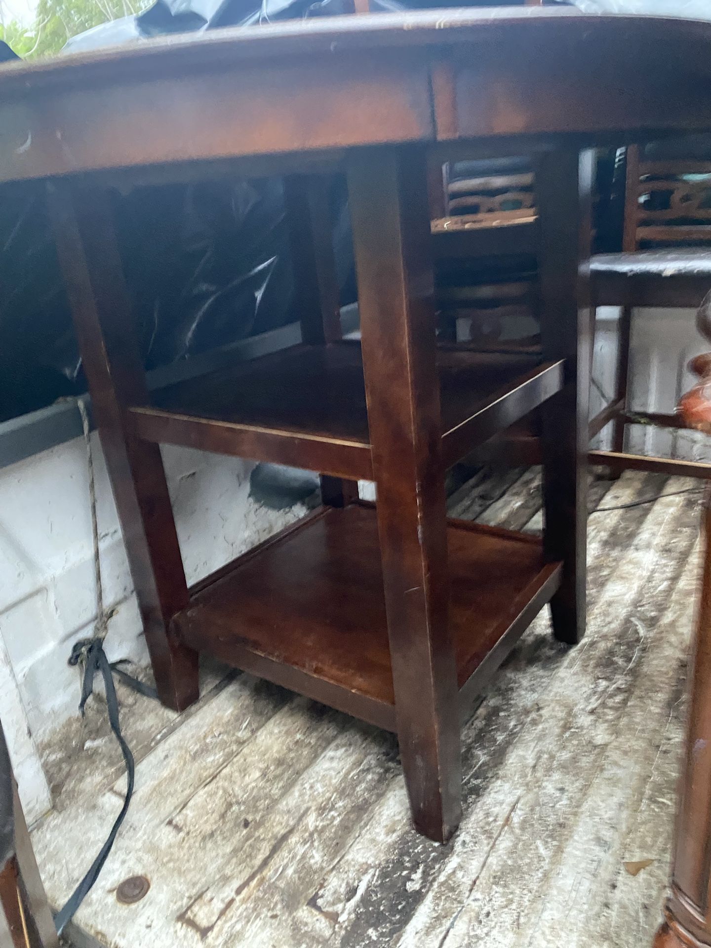 Wooden round table and chairs