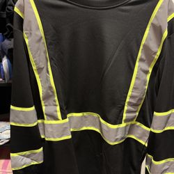 6 Reflector Safety Black Long Sleeved Shirt 