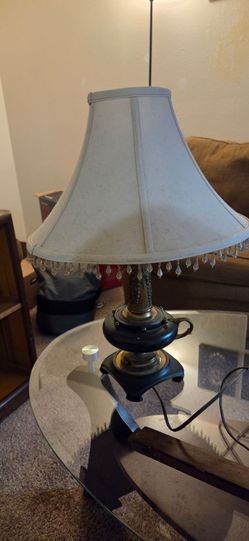 Vintage Table Lamp with Crystal Bead Trim