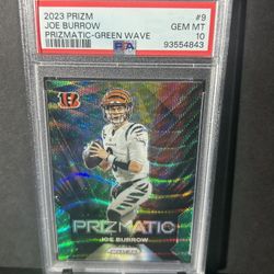 2023 Panini Prizm - Prizmatic Green Wave Prizm #9 Joe Burrow GEM PSA 10