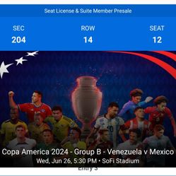 For Sale 2 Tickets For COPA AMERICA VENEZUELA VS MEXICO 🇲🇽  At SOFI STADIUM