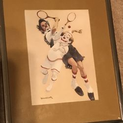 Special: Robert Owen Clowns Playing Golf And Clowns Playing Tennis Paintings  8.5” X  10.5”
