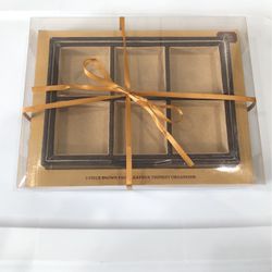 New 2 Piece Brown Faux Leather Trinket Organizer