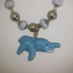Oil-dropping colourful beaded elephant pendant necklace