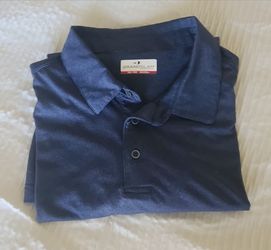 Grand Slam Men's Navy Blue Long Sleeve Collared Solid Button Polo Shirt