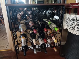 Wine Rack with Wood Top