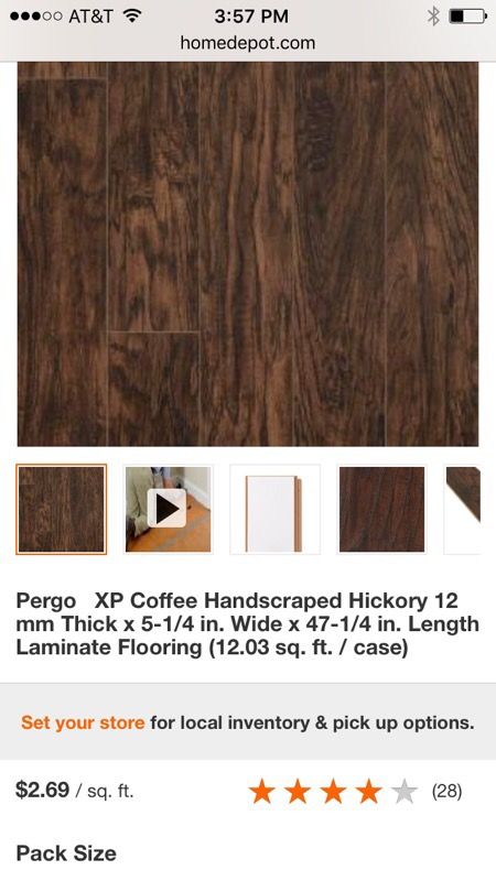 300 sq ft Pergo laminate flooring, Coffee Handscraped Hickory color