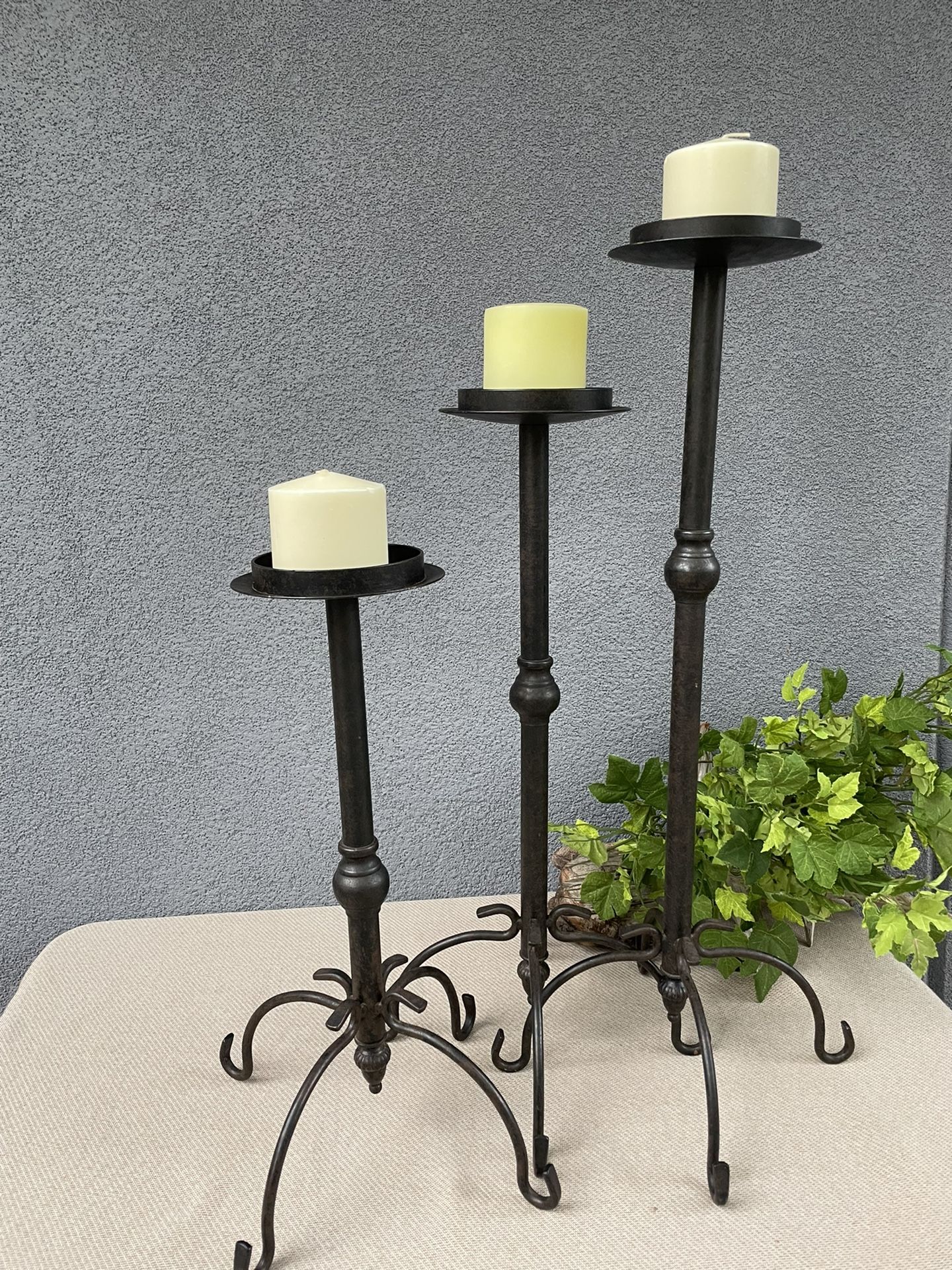 Large Metal Candle Holders Set Of 3