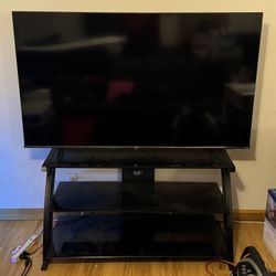 Flat Screen TV and Glass Stand