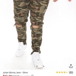 Fashion Nova Julian Skinny Jean - Olive Size 42 Never Worn