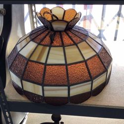 Vintage Art Deco Brown And Beige Frosted Glass Chandelier Lighting Fixture 💵  💳  💵  Cash and Card Accepted