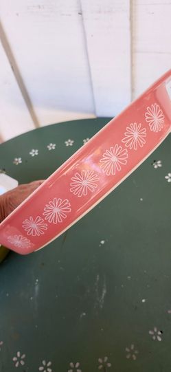 Vintage Pyrex  Pink Daisy Divided Dish