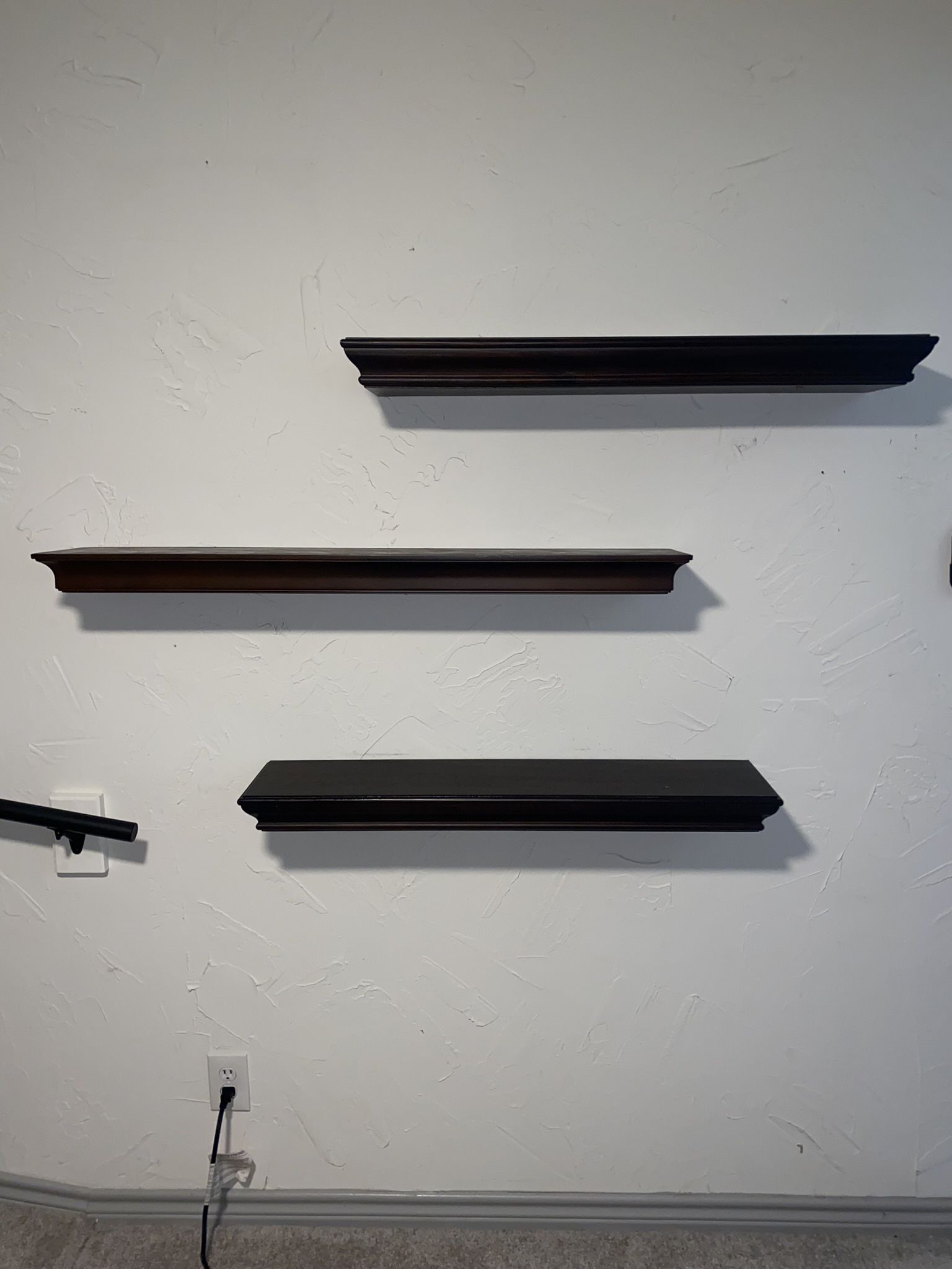 Set of 3 Dark Wood floating shelves