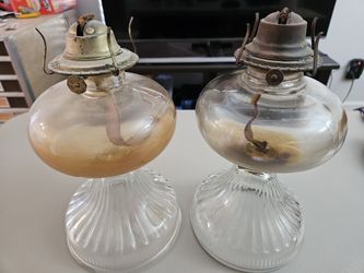 Vintage Kerosene Glass Lantern Pair