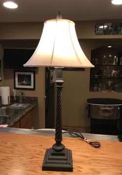 Table lamp metal base and shade