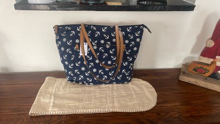 NWT Sonoma Nautical Anchor Navy tote 