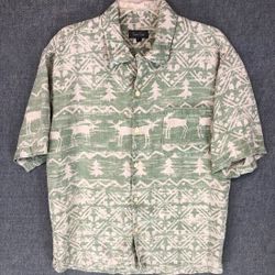 Vintage True Grit Moose Traders Shirt XL XLarge Button Up Short Sleeve Linen Mens
