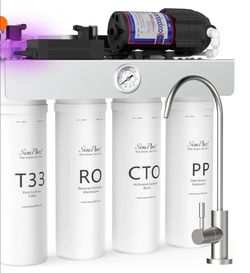 SimPure T1-400 8 Stage 400GPD Under Sink Tankless RO System Nearly 0 TDS