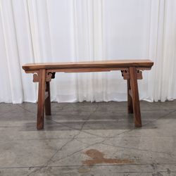 Brown Solid Wood Asian Style Narrow Bench